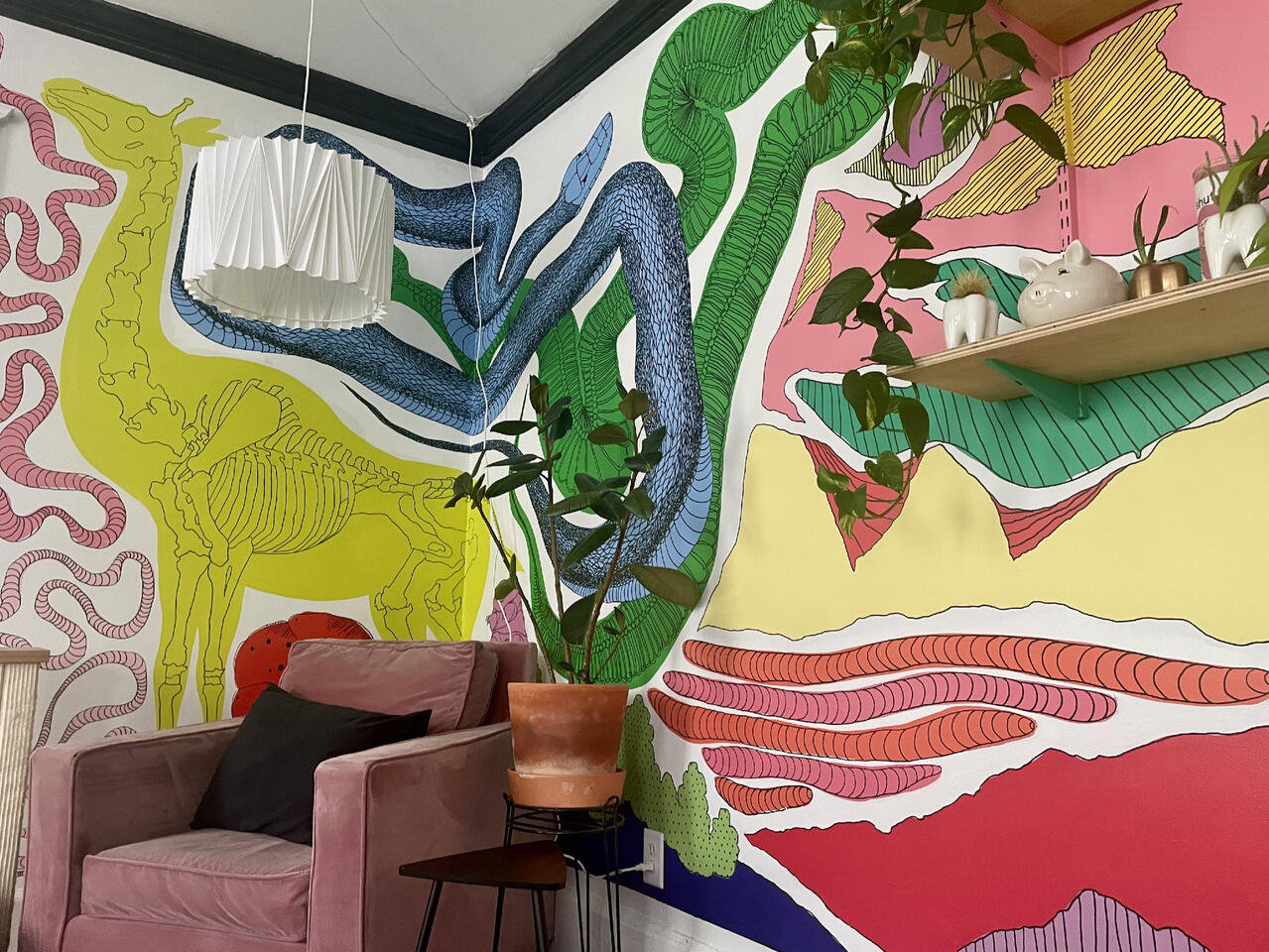 Animal and landscape mural